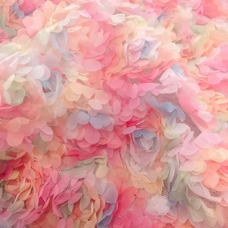 3d chiffon rose flower lace fa - Embroidery Rose ulasan dan harga