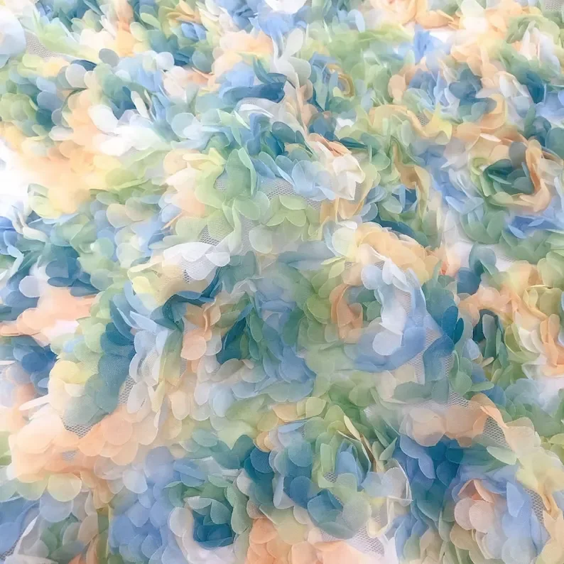 3d chiffon rose flower lace fa - Embroidery Rose ulasan dan harga