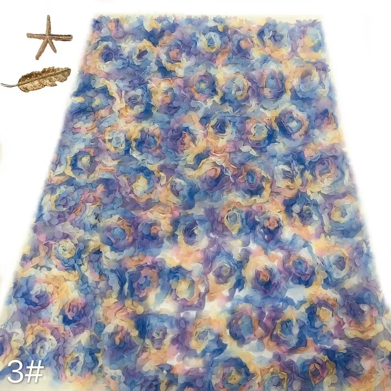3d chiffon rose flower lace fa - Embroidery Rose ulasan dan harga
