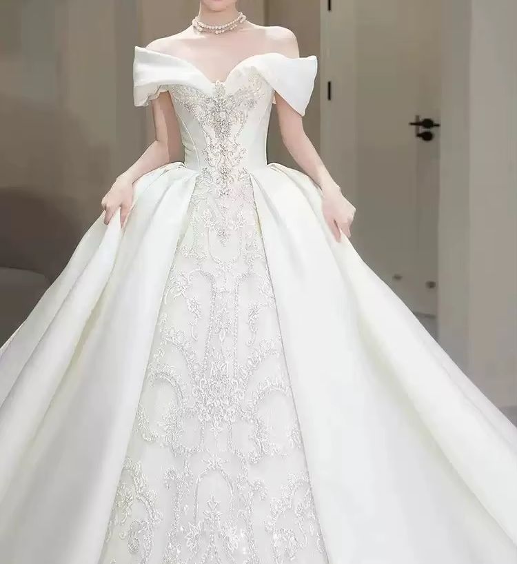Chic Wedding Dresses Off Shoul - Embroidery Beads ulasan dan harga