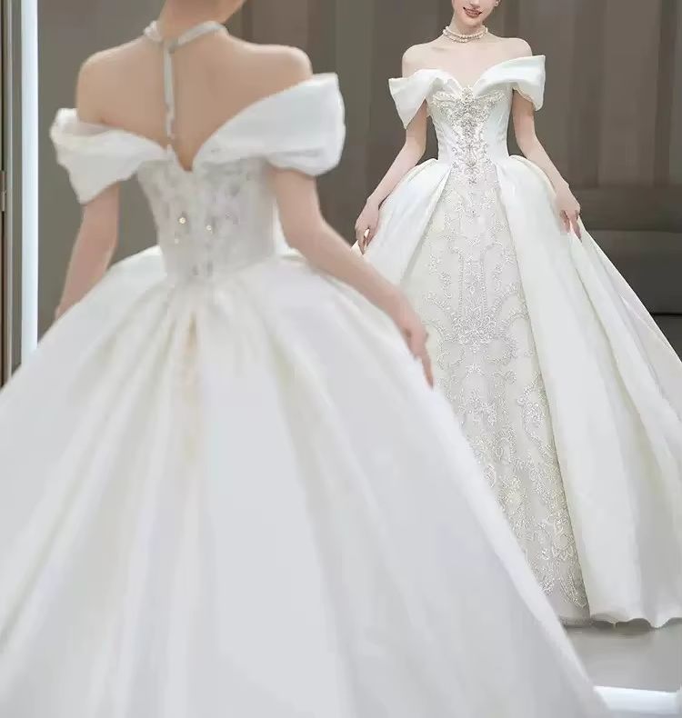 Chic Wedding Dresses Off Shoul - Embroidery Beads ulasan dan harga