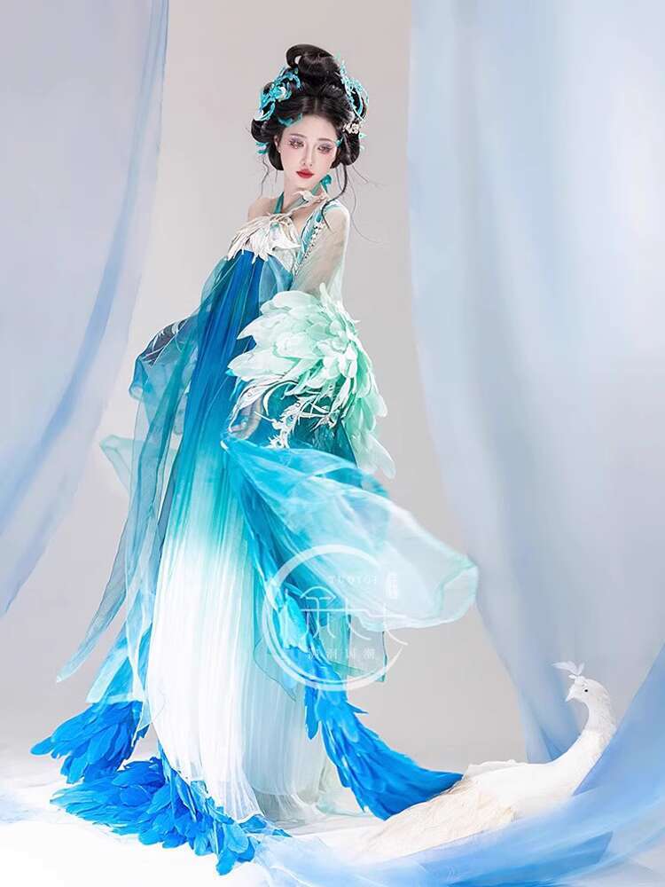 New Peacock Hanfu Womens fashi - Embroidery Cotton Shirt ulasan dan harga