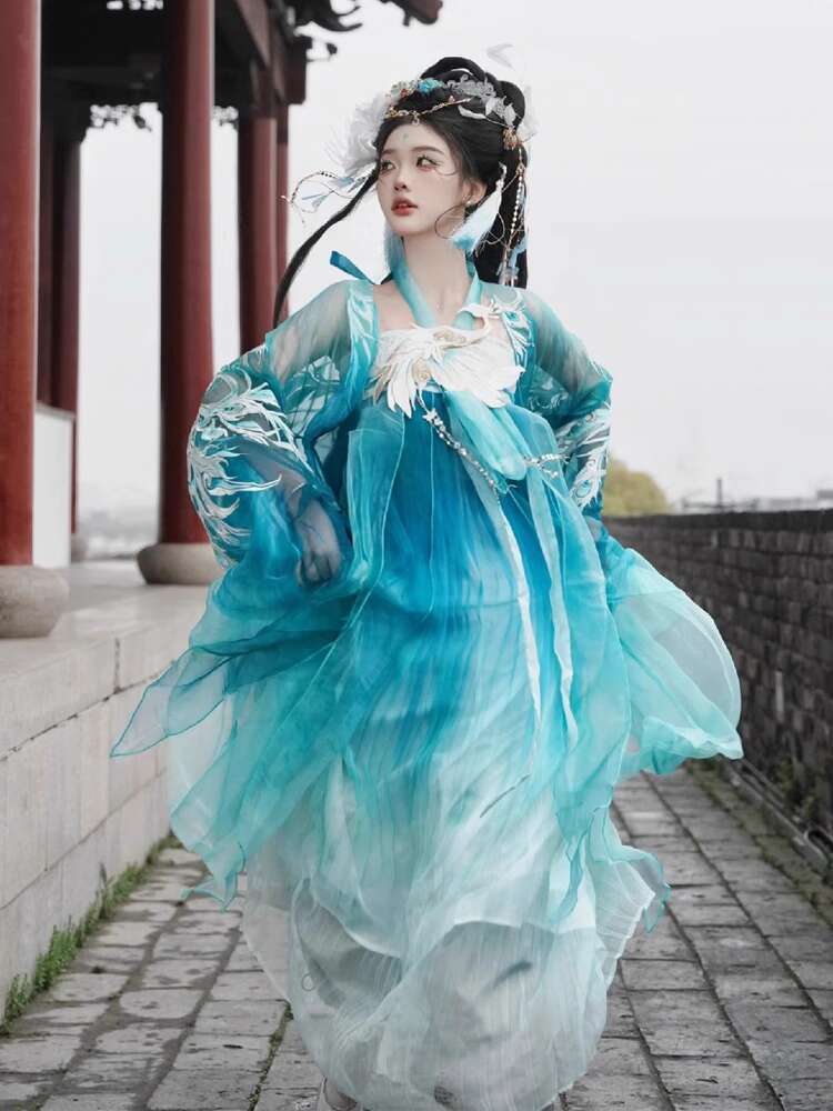New Peacock Hanfu Womens fashi - Embroidery Cotton Shirt ulasan dan harga