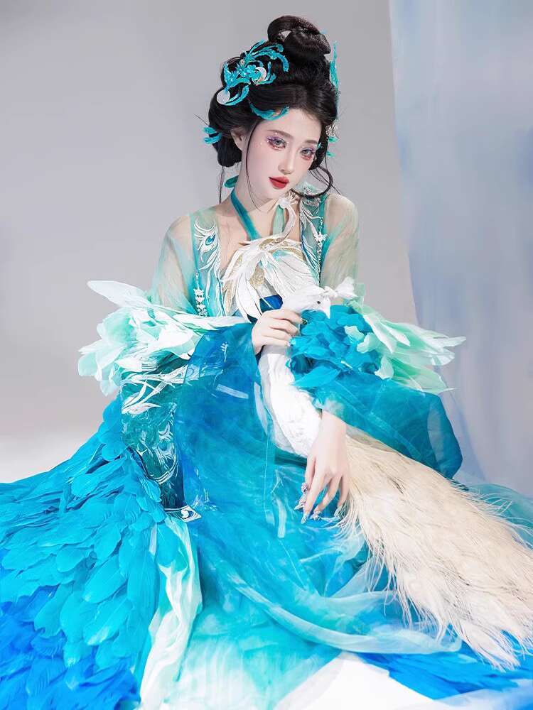 New Peacock Hanfu Womens fashi - Embroidery Cotton Shirt ulasan dan harga