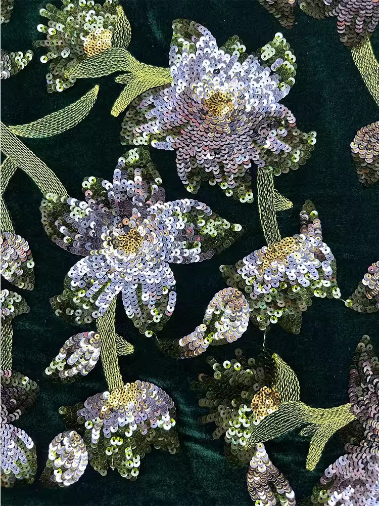 1yard Retro velvet tela Handcr - Embroidery Beads ulasan dan harga